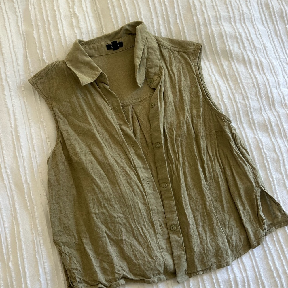 Express Khaki Sleeveless Button-Down Shirt